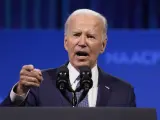 President Joe Biden speaks at the 115th NAACP National Convention in Las Vegas, Tuesday, July 16, 2024. (AP Photo/Susan Walsh) [[[AP/LAPRESSE]]]