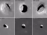 Imágenes de la sonda espacial LRO de la NASA que muestran una serie de hoyos detectados en la Luna.