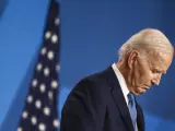 Imagen reciente del presidente estadounidense Joe Biden, durante una conferencia de prensa en el ámbito del 75º Aniversario de la Cumbre de la OTAN en Washington.