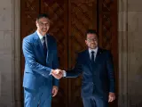 El president de la Generalitat, Pere Aragonès, se ha reunido en el Palau con el presidente del Gobierno, Pedro Sánchez.