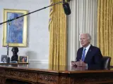 El presidente Joe Biden se dirige a la nación desde el Despacho Oval de la Casa Blanca en Washington, el miércoles 24 de julio de 2024.