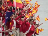 La delegación española durante la ceremonia inaugural de los Juegos Olímpicos de París 2024.