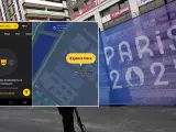 Capturas de pantalla de Grindr en París 2024; y la Villa Olímpica.