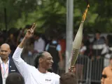 Snoop Dogg con la antorcha olímpica.