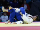 El judoca español Fran Garrigós combatiendo con el japonés Ryuju Nagayama.