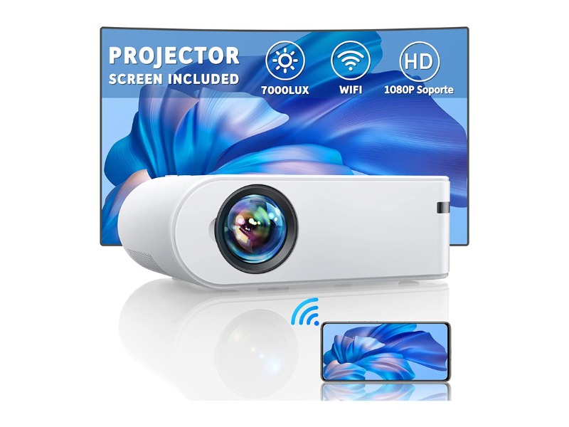 Proyector de pantalla LED Proyector de techo Proyector portátil Mini 1080P  HD pantalla LCD de vídeo con luz LED, soporte HDMI, VGA, AV, SD y entrada